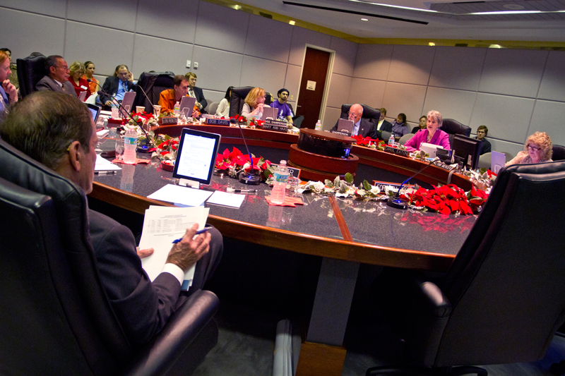 A picture of the Board of Trustees meeting