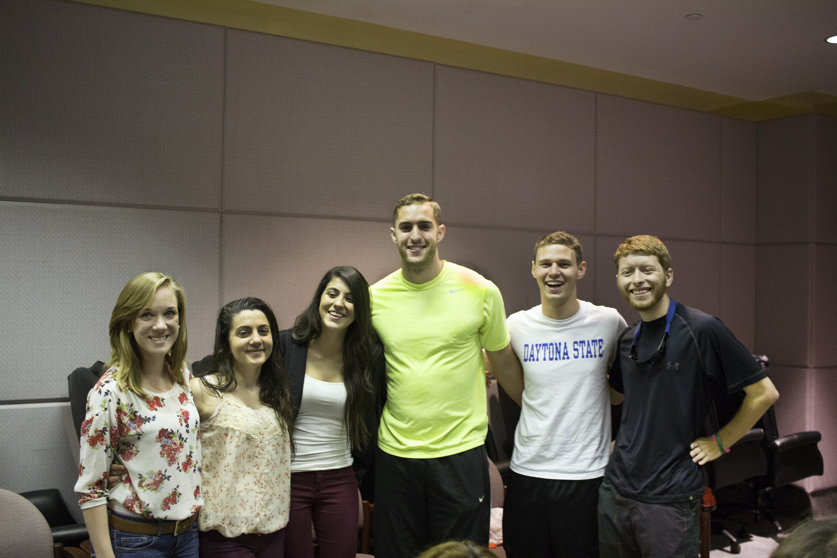 DSC Student - PTK President Melissa Diaz (3rd from left), gathers with her friends after she is announced the winner of the national Jack Kent Cooke Foundation Undergraduate Transfer Scholarship.